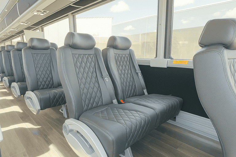 interior of Lakeland Minibus Company charter bus