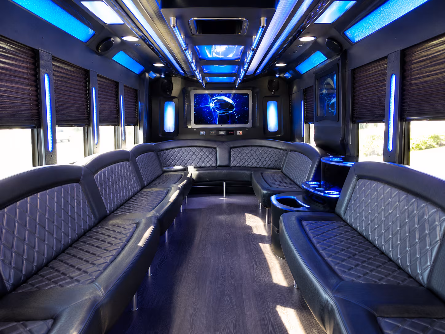 lakeland 28 passenger party bus inside