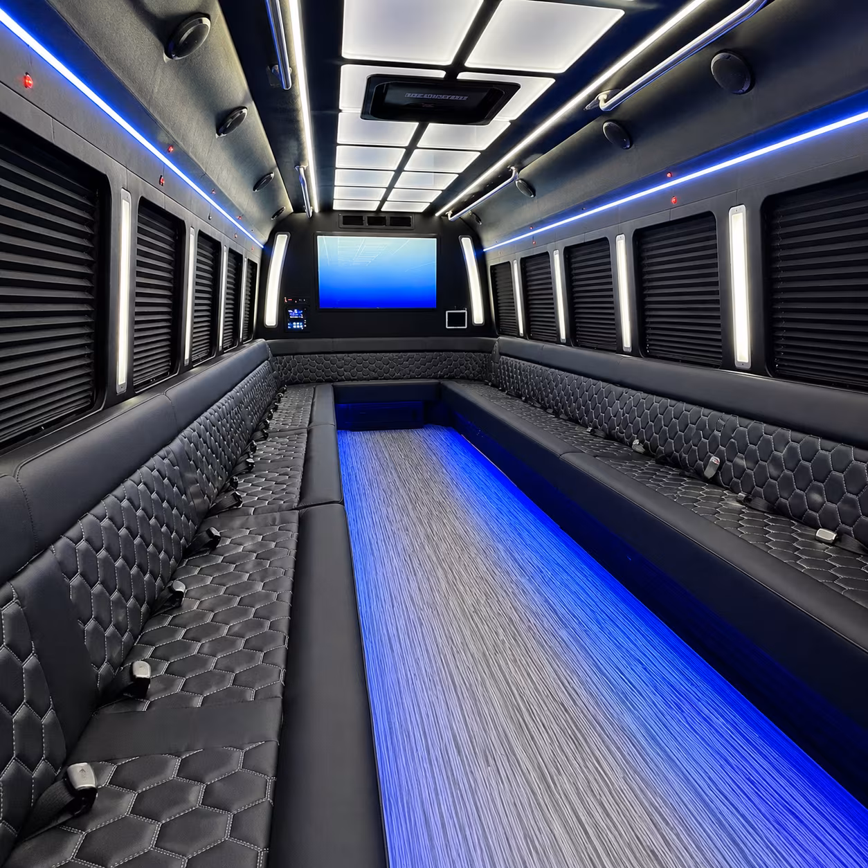 lakeland 50 passenger party bus inside